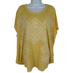 Cato Yellow Short Sleeve Tribal Print T-Shirt Women's Size 22/24W